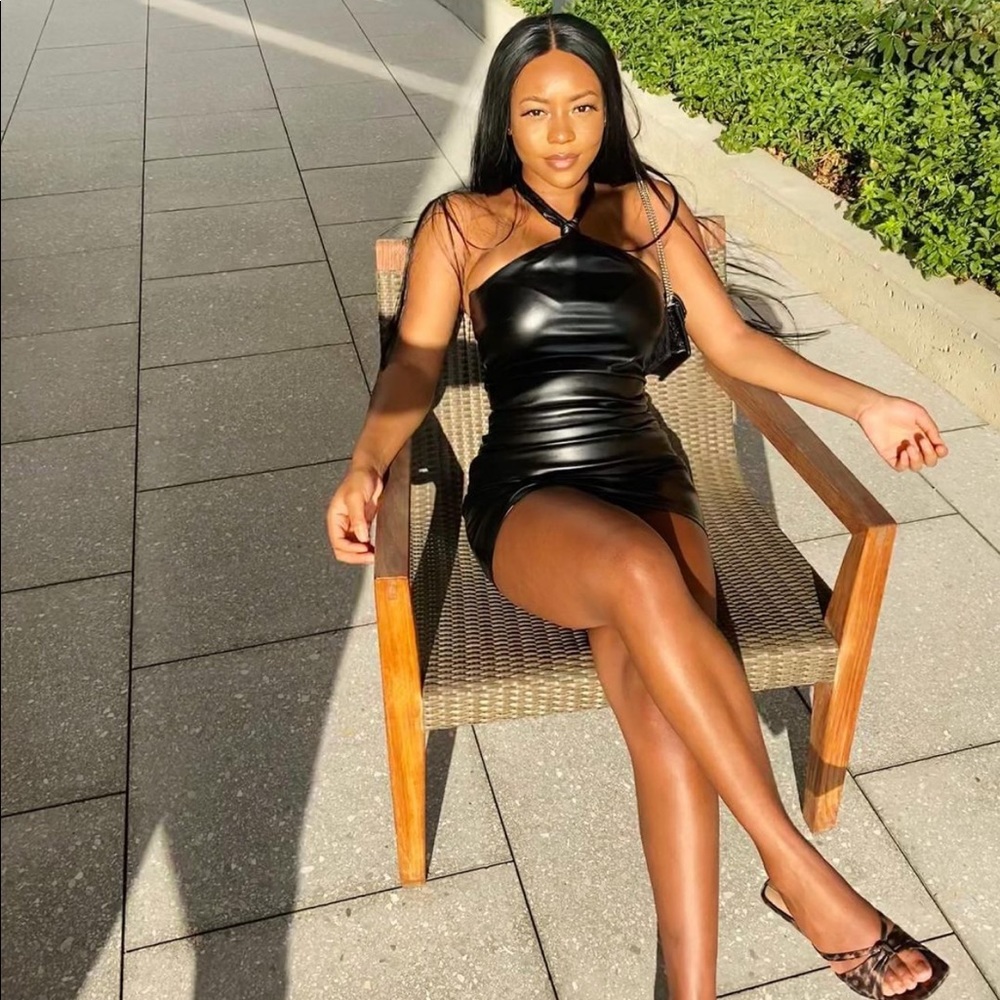 Black Leather Halter Dress